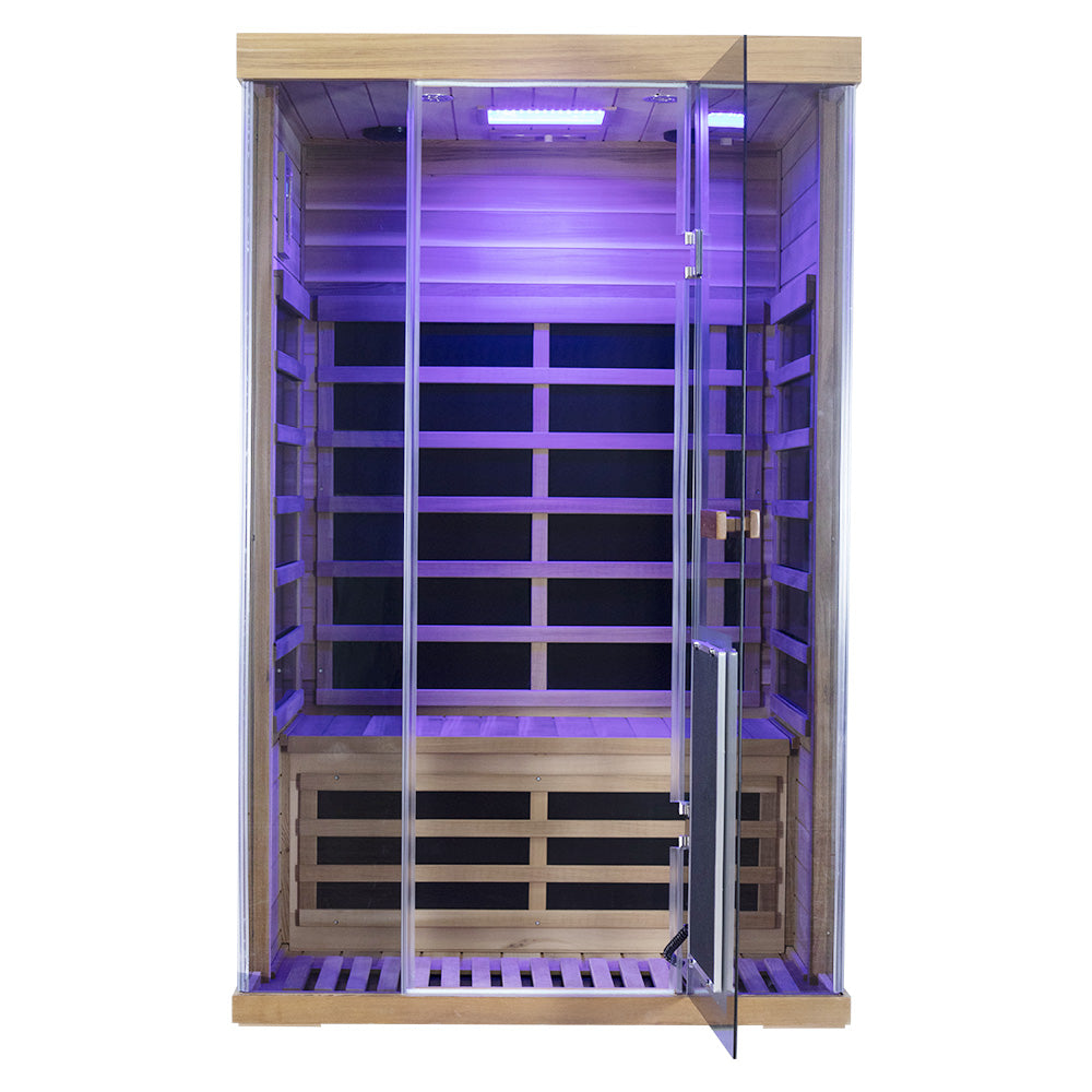 2-Person Full-Glass Infrared Sauna – Red Cedar | Low-EMF Luxury Home Spa