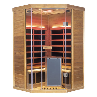 Corner Red Cedar Infrared Sauna – Full-Glass Indoor Home Spa