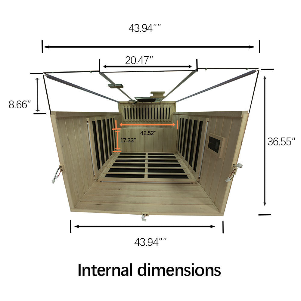 2-Person Full-Glass Infrared Sauna – Hemlock Wood | Low-EMF Home Spa