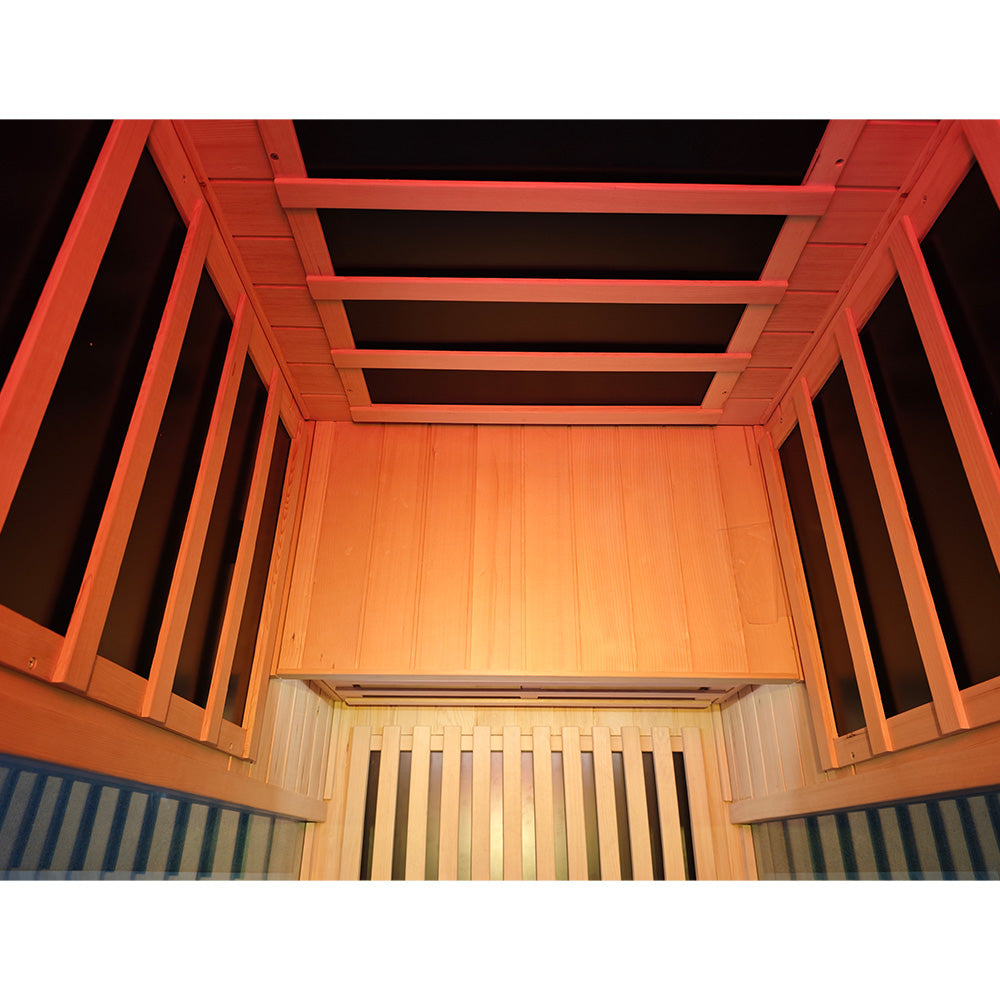 1-Person Full-Glass Infrared Sauna – Hemlock Wood | Low-EMF Indoor Spa