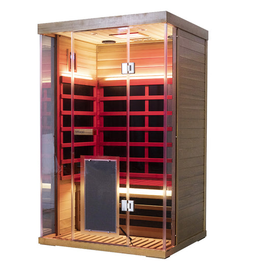 2-Person Full-Glass Infrared Sauna – Red Cedar | Low-EMF Luxury Home Spa