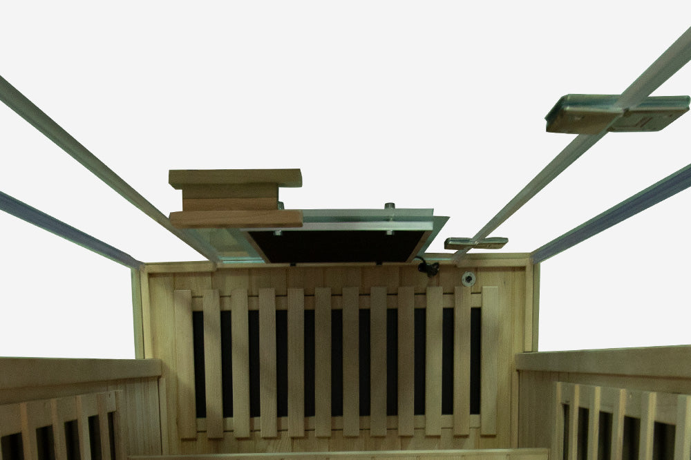 1-Person Full-Glass Infrared Sauna – Hemlock Wood | Low-EMF Indoor Spa