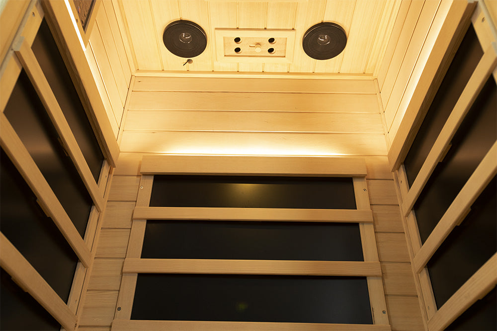 1-Person Full-Glass Infrared Sauna – Hemlock Wood | Low-EMF Indoor Spa