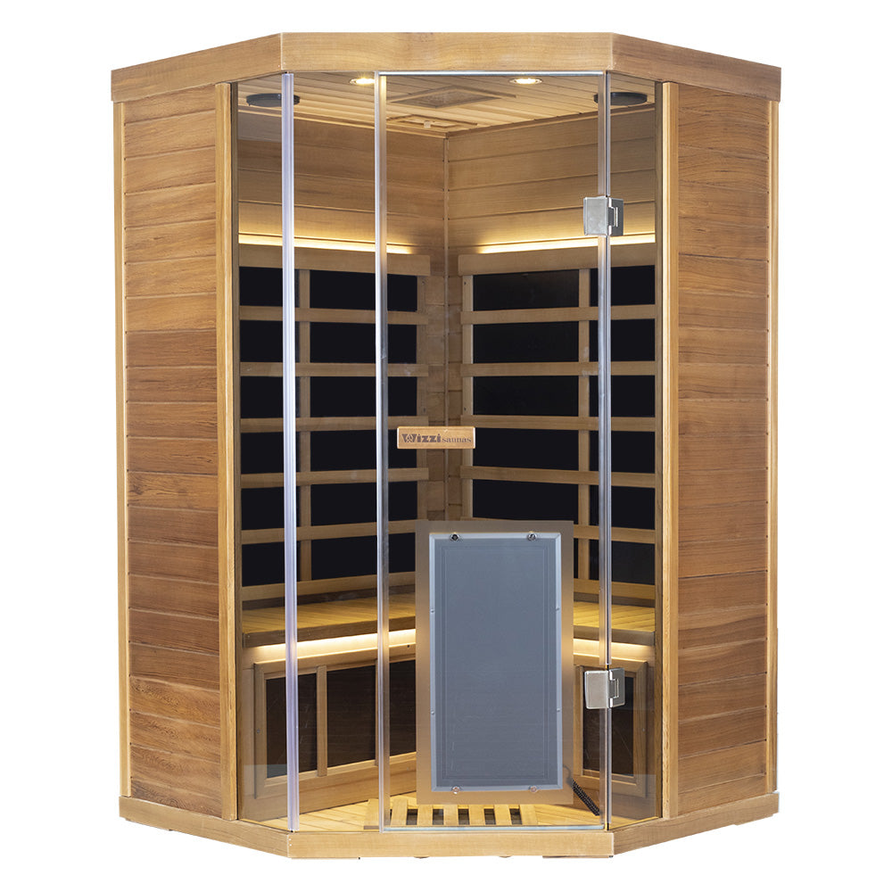 Corner Red Cedar Infrared Sauna – Full-Glass Indoor Home Spa