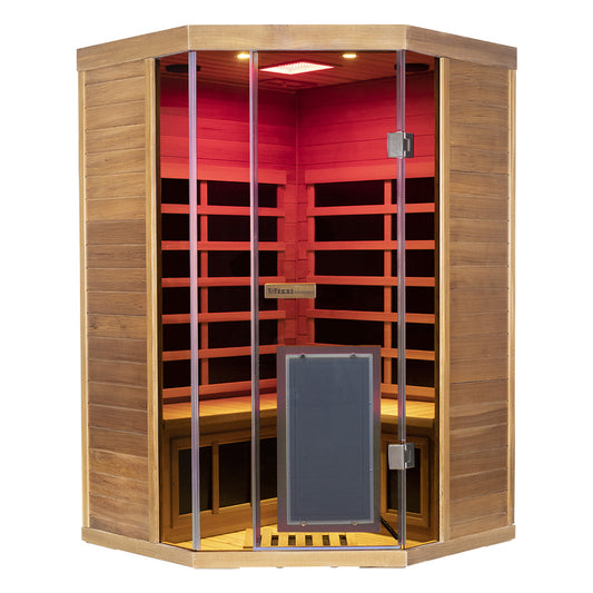 Corner Red Cedar Infrared Sauna – Full-Glass Indoor Home Spa