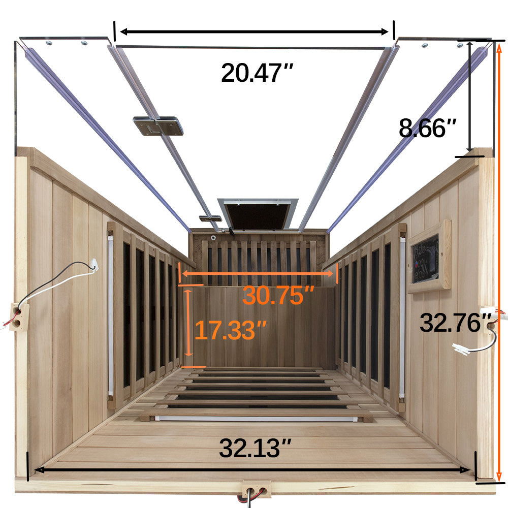 1-Person Full-Glass Infrared Sauna – Red Cedar | Low-EMF Luxury Indoor Spa