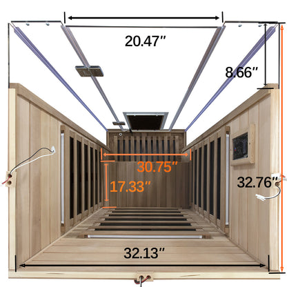 1-Person Full-Glass Infrared Sauna – Red Cedar | Low-EMF Luxury Indoor Spa