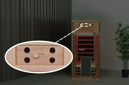 1-Person Full-Glass Infrared Sauna – Hemlock Wood | Low-EMF Indoor Spa