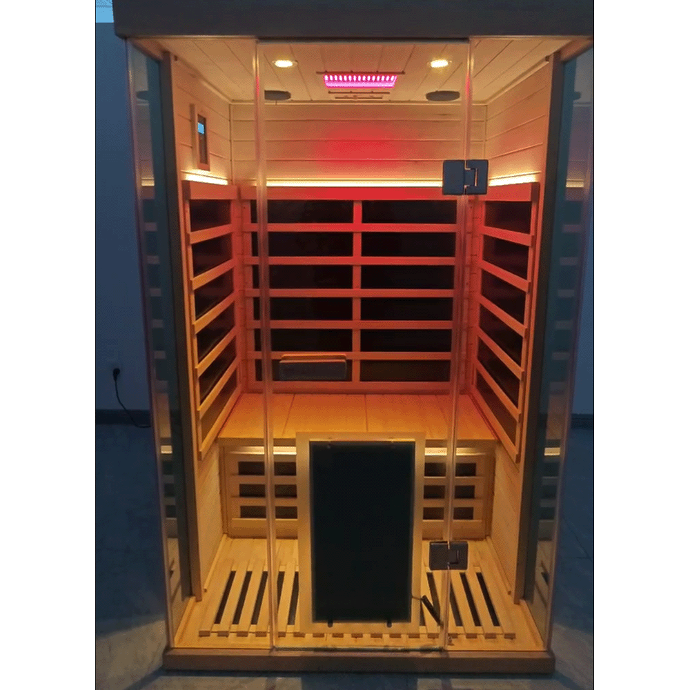 2-Person Full-Glass Infrared Sauna – Hemlock Wood | Low-EMF Home Spa