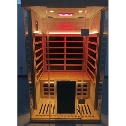 2-Person Full-Glass Infrared Sauna – Hemlock Wood | Low-EMF Home Spa