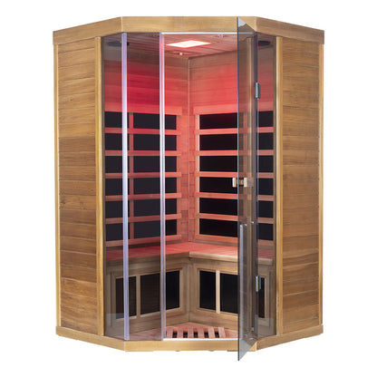 Corner Red Cedar Infrared Sauna – Full-Glass Indoor Home Spa