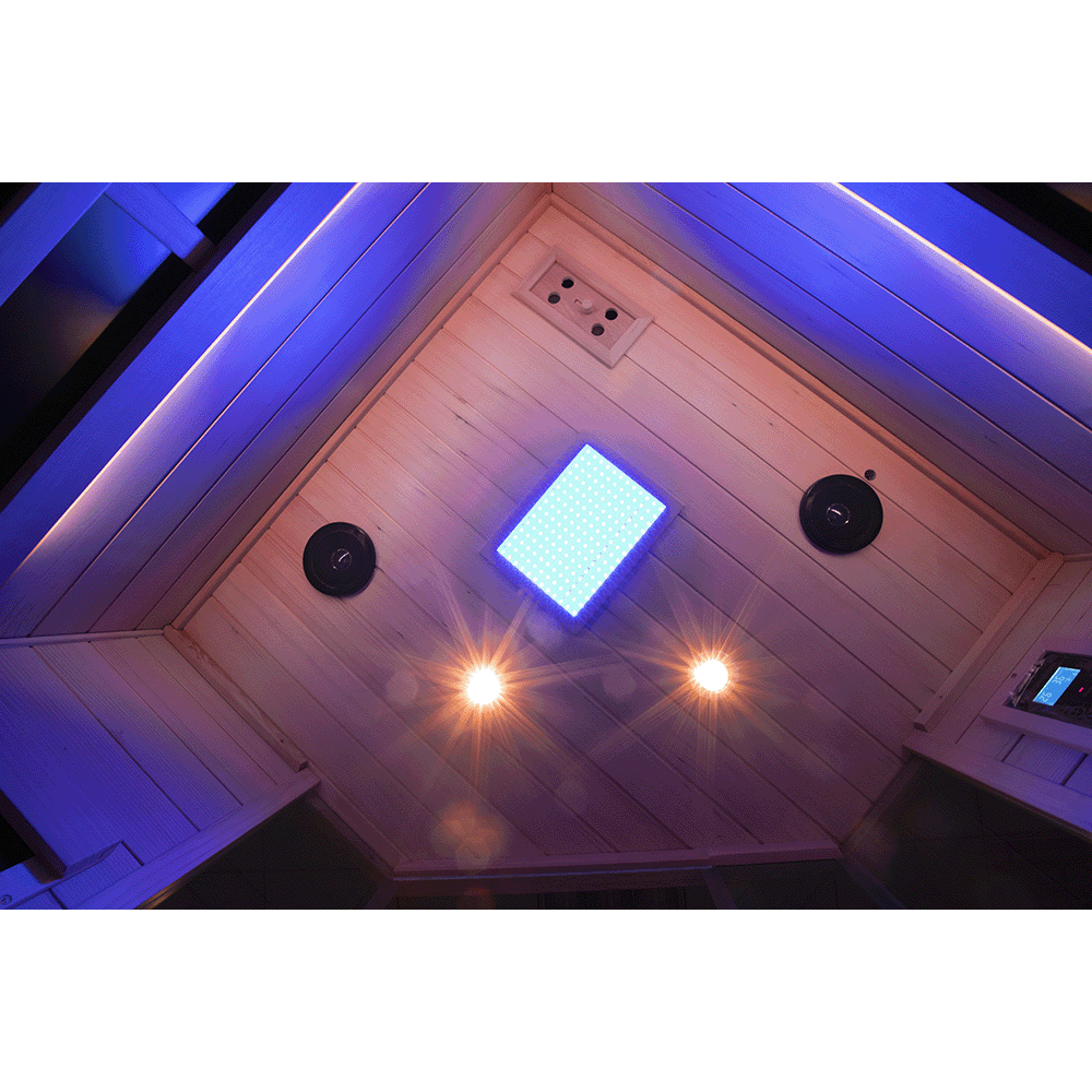 Corner Full-Glass Infrared Sauna – Hemlock Wood | Indoor Spa