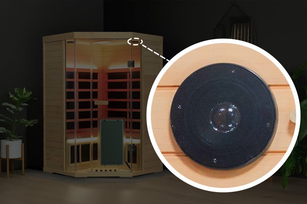 Corner Full-Glass Infrared Sauna – Hemlock Wood | Indoor Spa